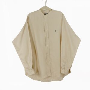 Polo Ralph Lauren Blake Linen Cream Light Beige Long Button Up Shirt Top